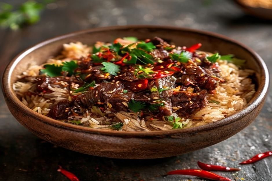 Arroz carreteiro com carne de sol