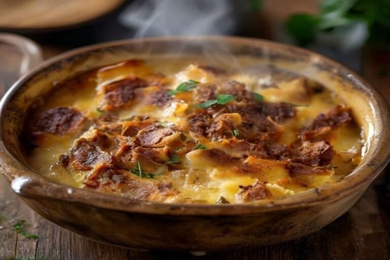 Escondidinho de carne seca com purê de mandioca