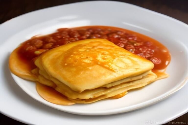 Panqueca de carne moída com molho gratinado