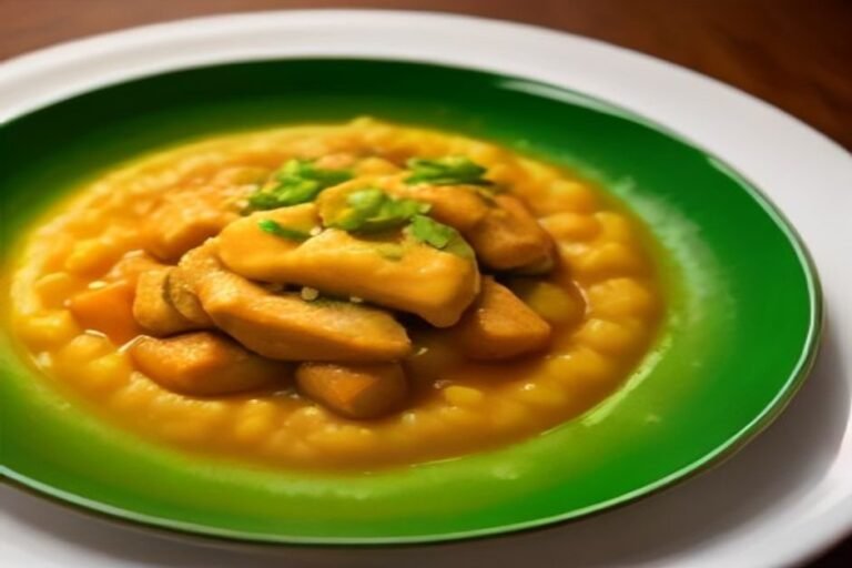 Frango com quiabo e angu