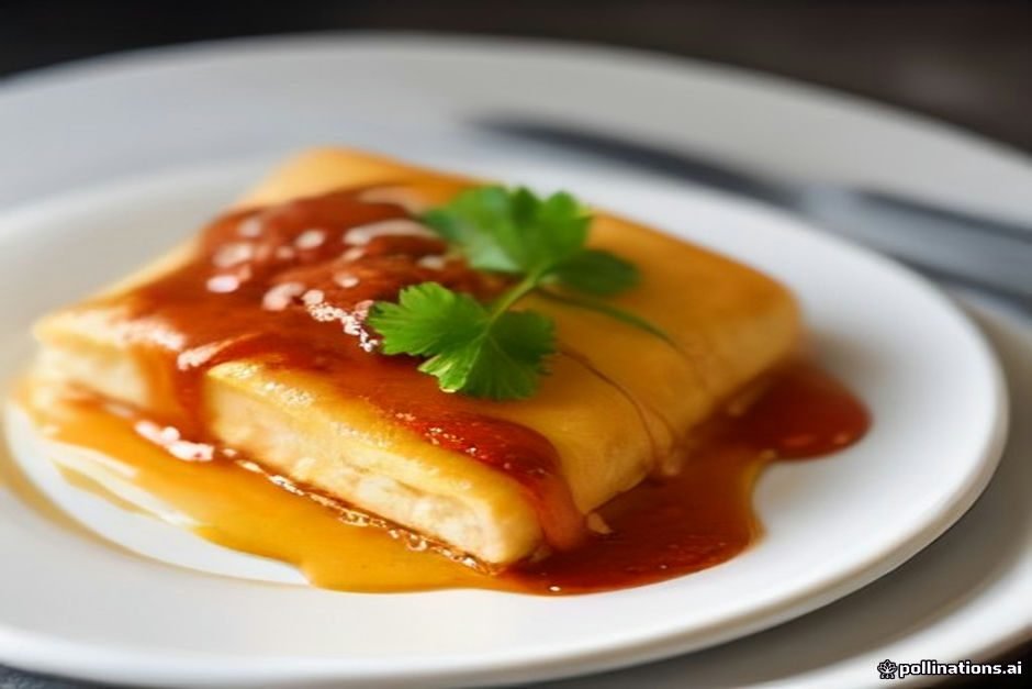Panqueca de carne moída com molho vermelho
