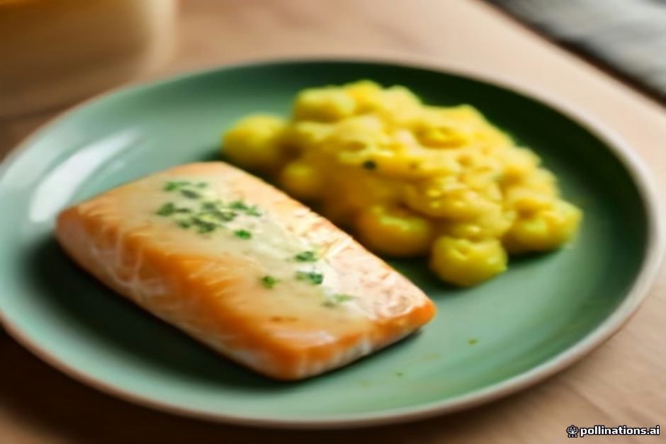 Salmão ao forno com crosta de ervas e purê de mandioquinha