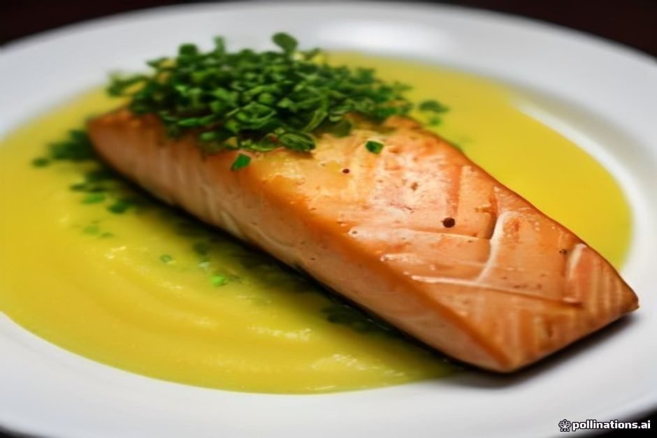 Salmão assado com crosta de ervas e purê de mandioquinha